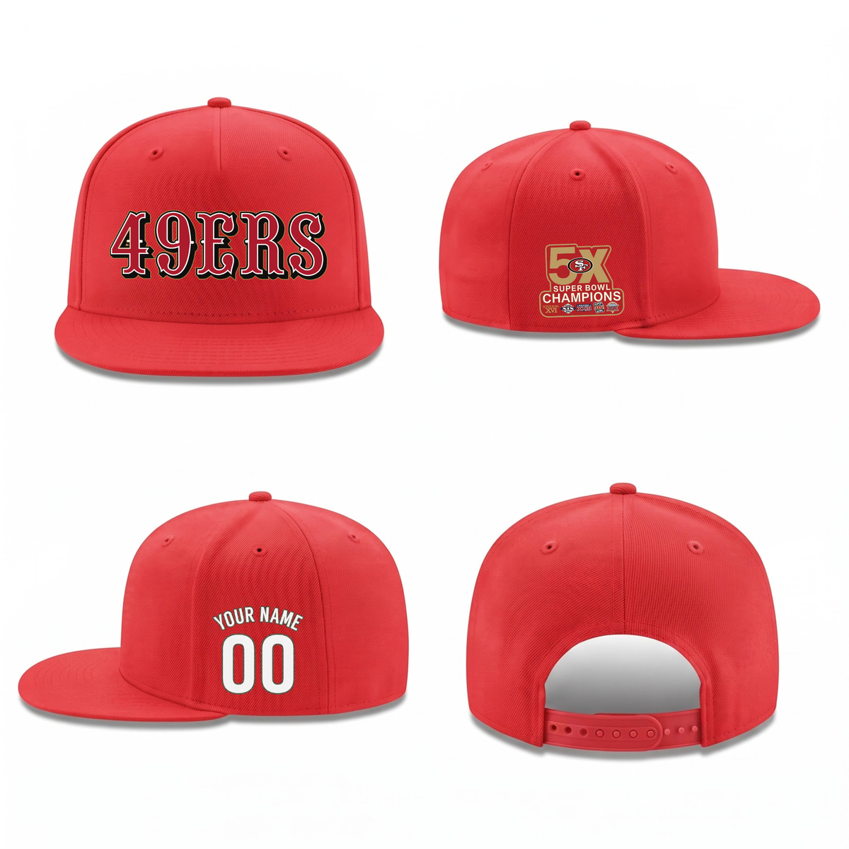 SF 5x Super Bowl Champions Personalized Snapback Cap - Printed V2