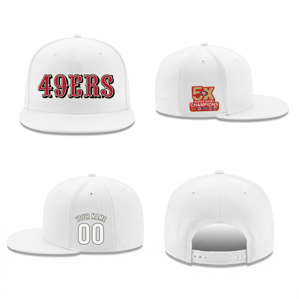 SF 5x Super Bowl Champions Personalized Snapback Cap - Printed V2