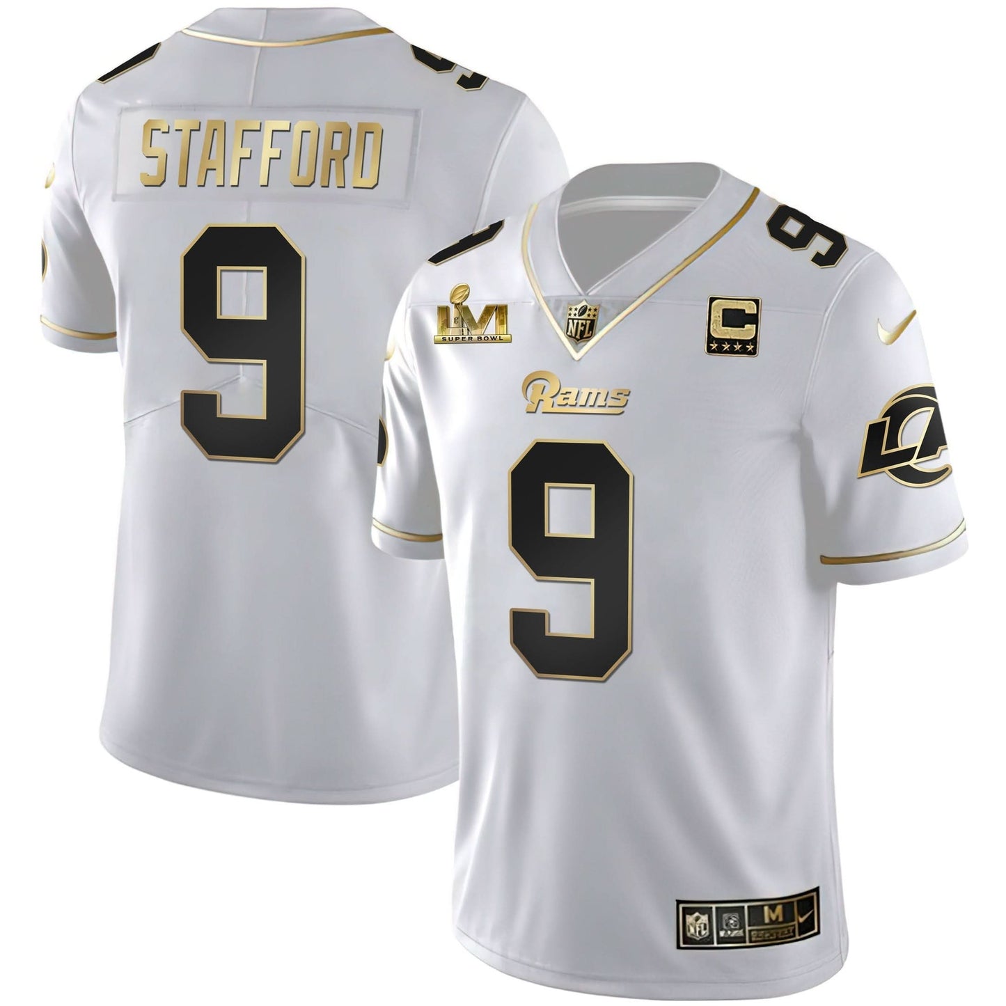 Los Angeles Rams Super Bowl LVI White Gold & Black Gold Jersey - All Stitched
