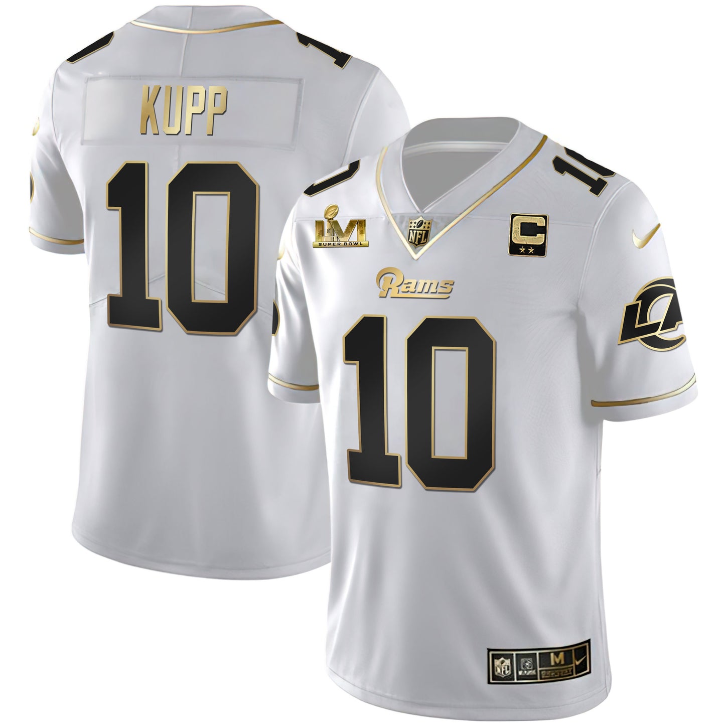 Los Angeles Rams Super Bowl LVI White Gold & Black Gold Jersey - All Stitched