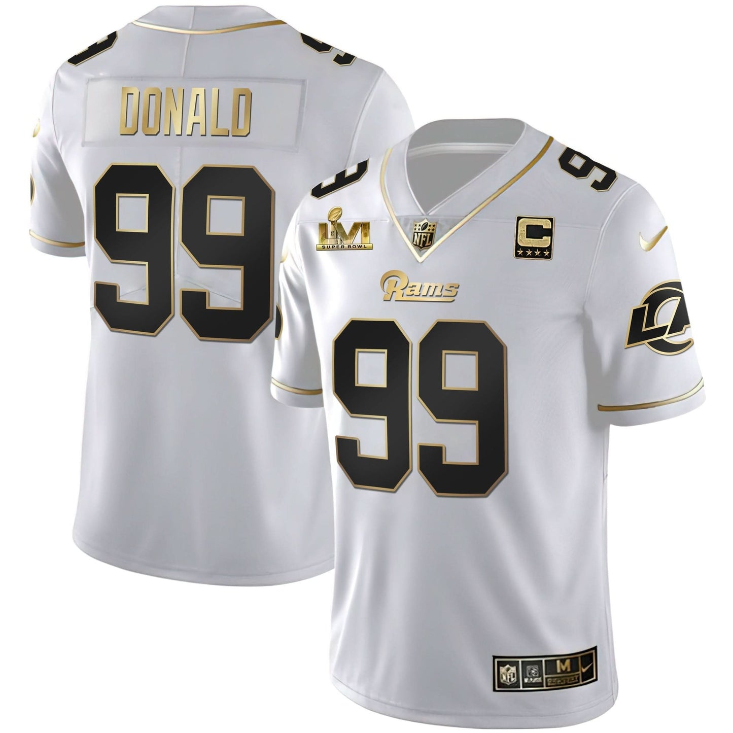 Los Angeles Rams Super Bowl LVI White Gold & Black Gold Jersey - All Stitched