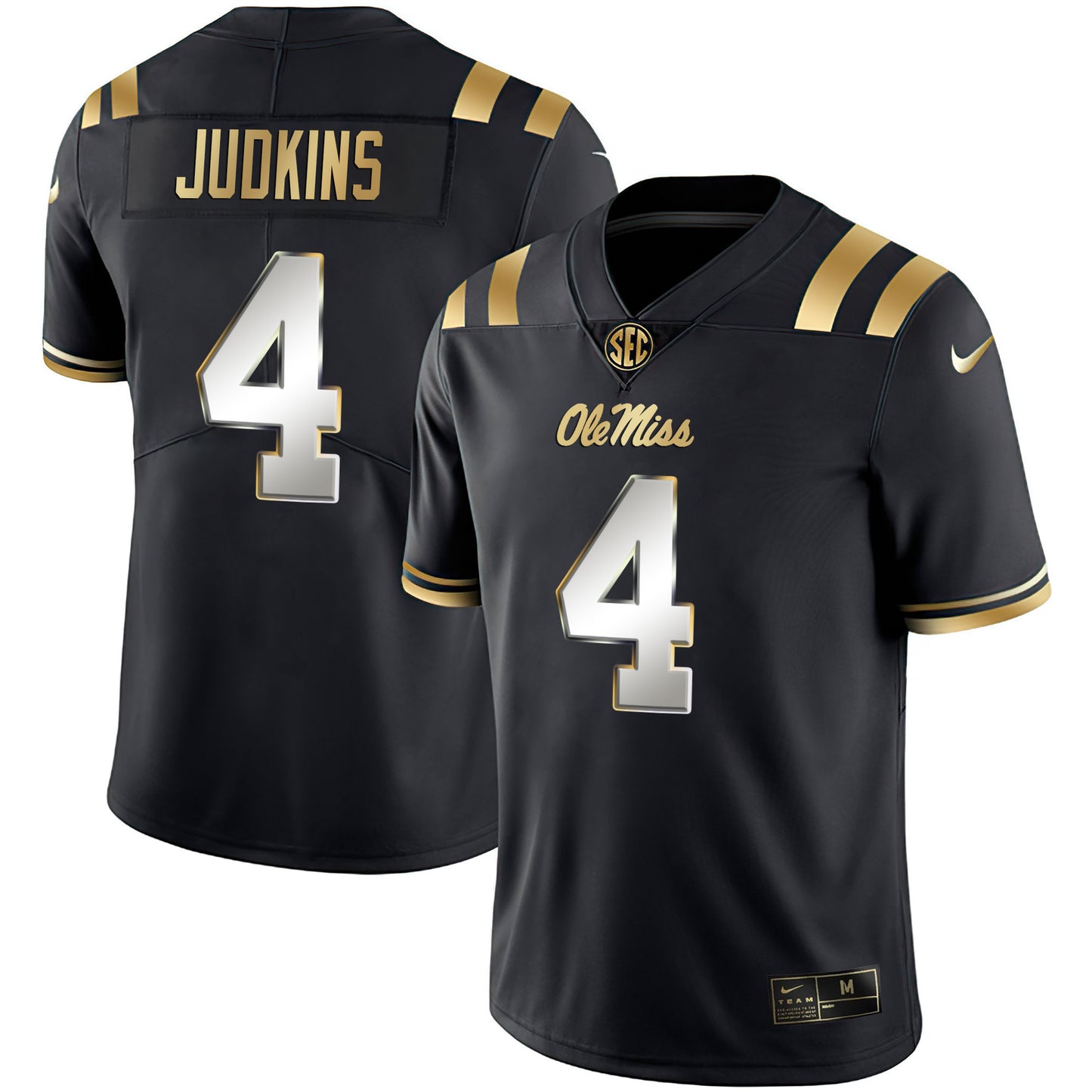 Ole Miss Rebels Black Limited & Gold Vapor Jersey - All Stitched