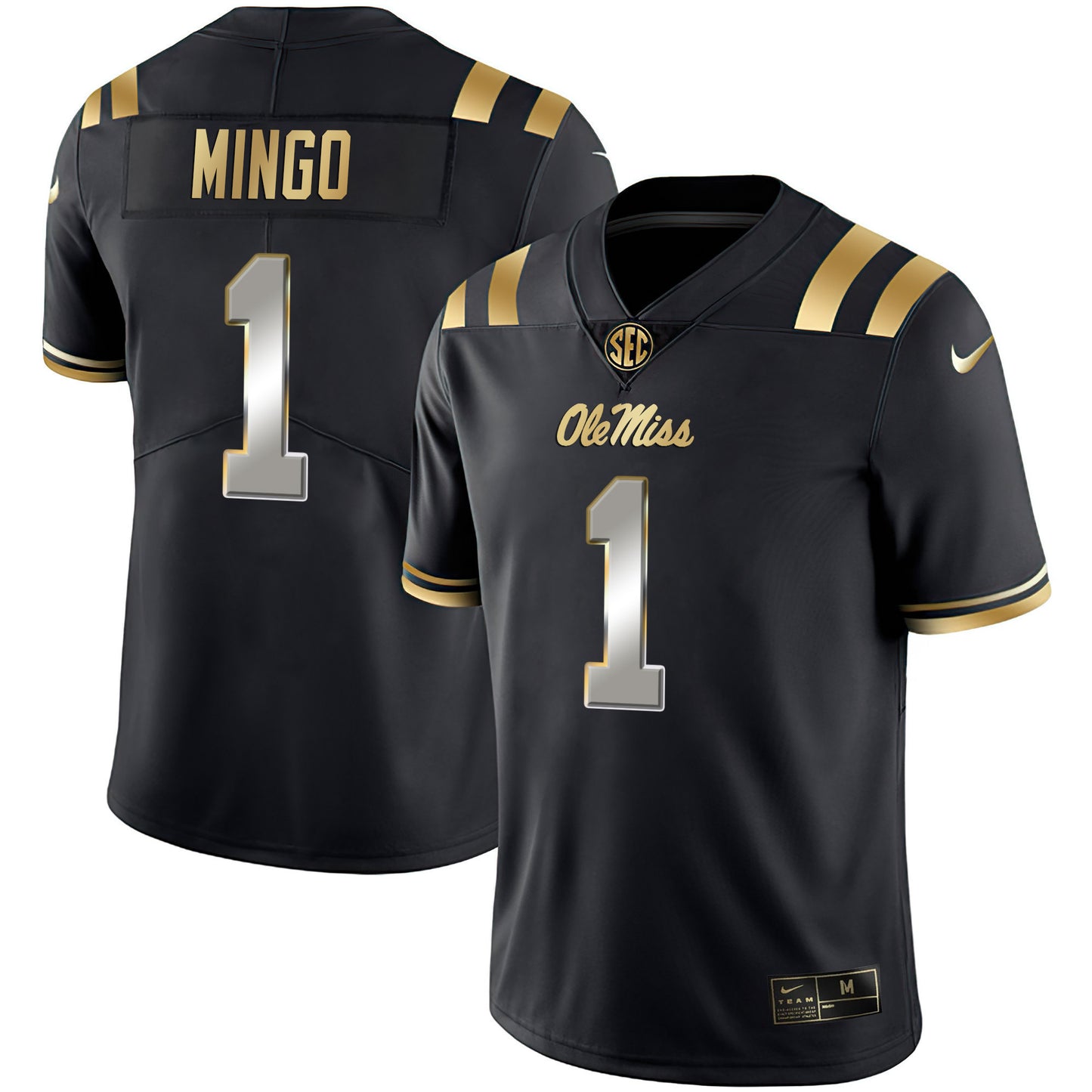 Ole Miss Rebels Black Limited & Gold Vapor Jersey - All Stitched