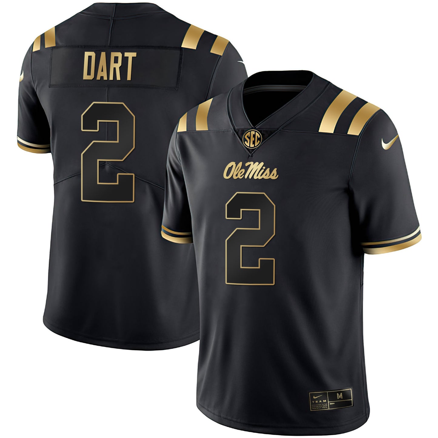 Ole Miss Rebels Black Limited & Gold Vapor Jersey - All Stitched