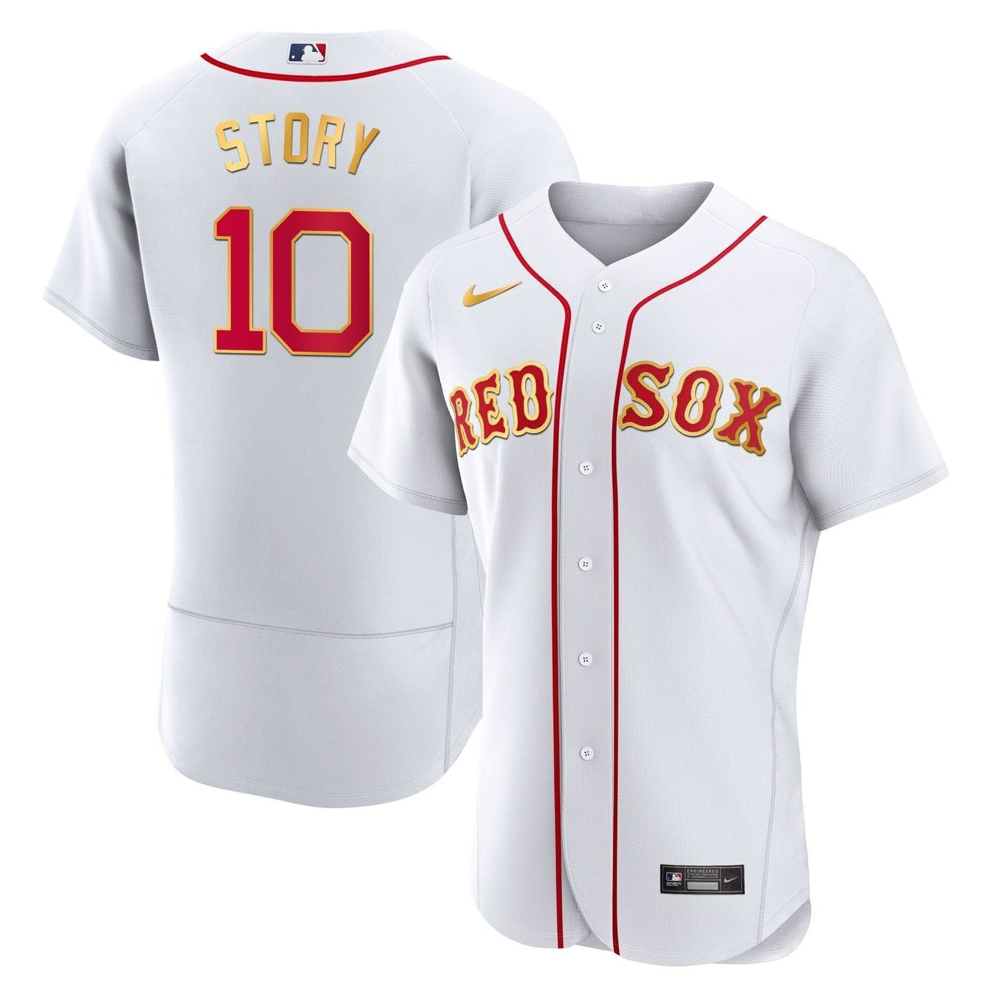 Boston Red Sox Gold Trim Jersey - All Stitched