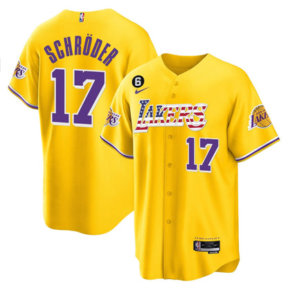 Men's Los Angeles Lakers Flag Baseball Jersey - All Stitched
