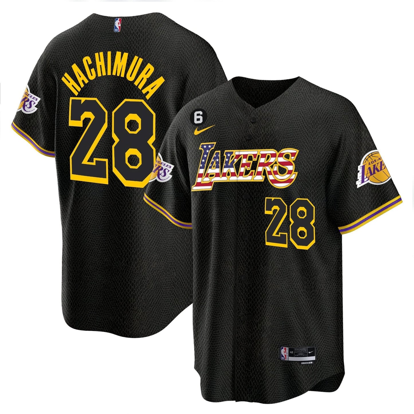 Men's Los Angeles Lakers Flag Baseball Jersey - All Stitched