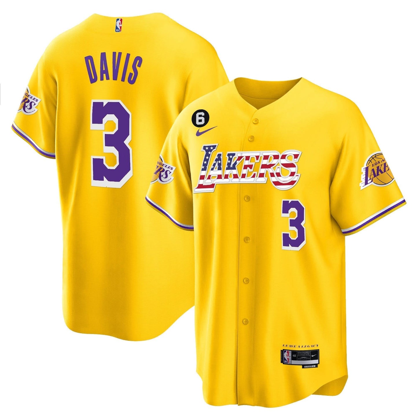 Men's Los Angeles Lakers Flag Baseball Jersey - All Stitched