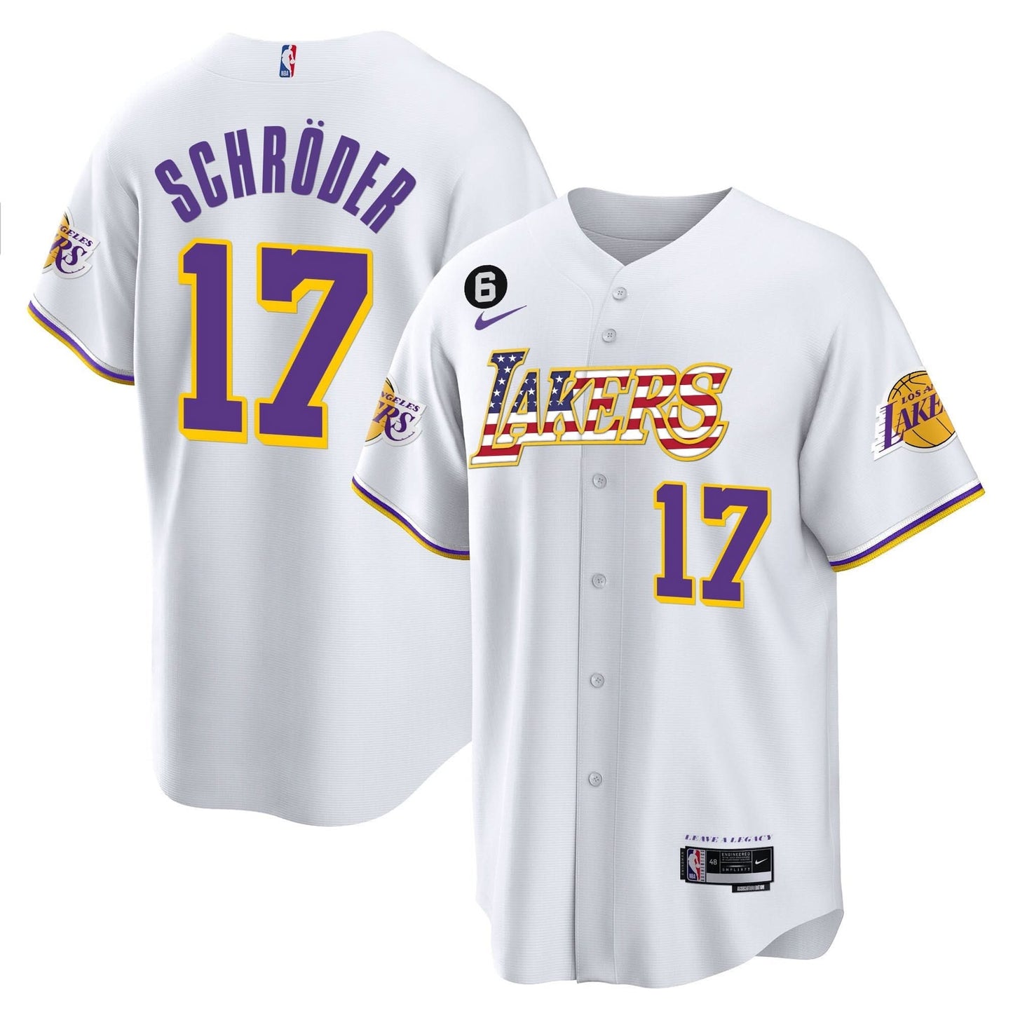 Men's Los Angeles Lakers Flag Baseball Jersey - All Stitched