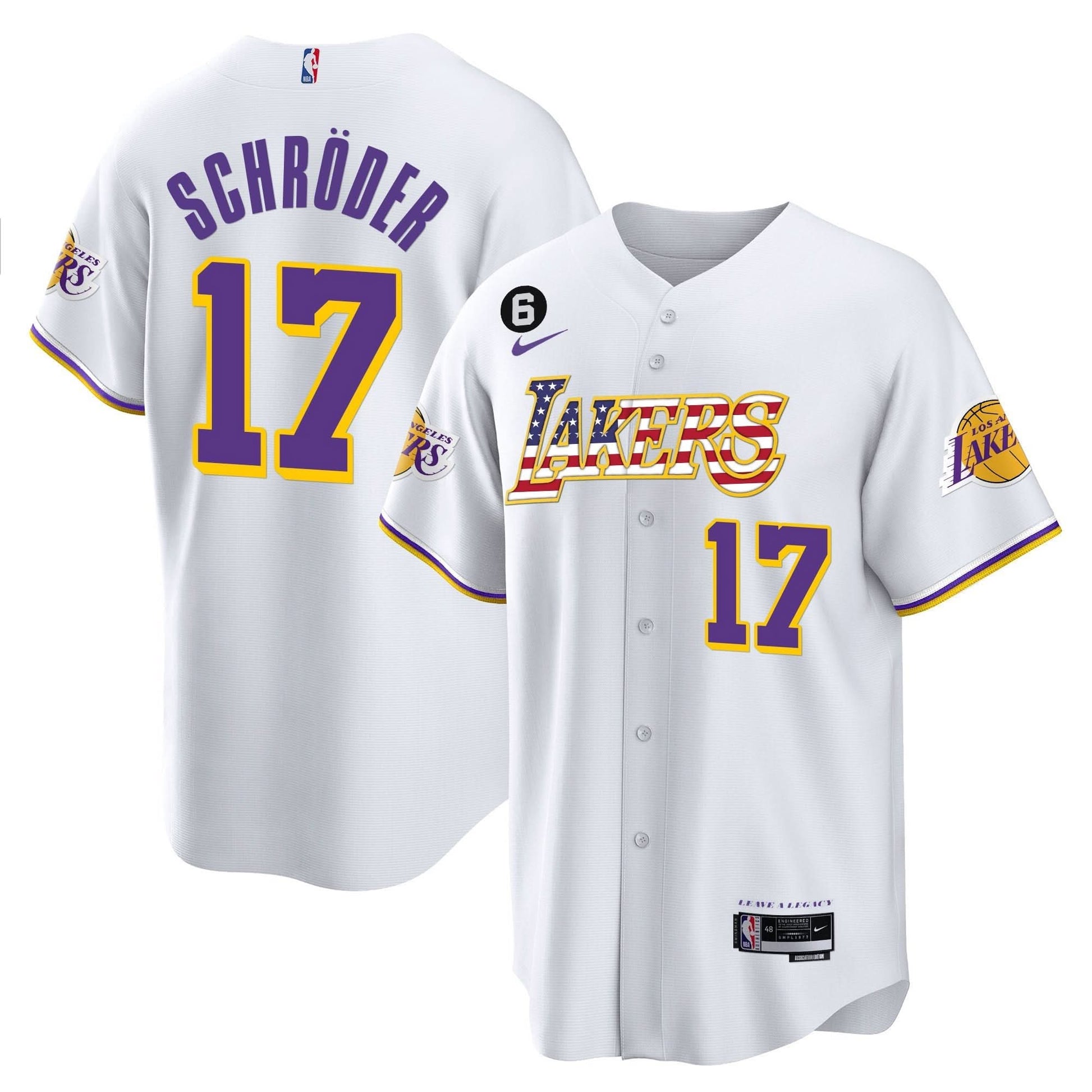 Men's Los Angeles Lakers Flag Baseball Jersey - All Stitched
