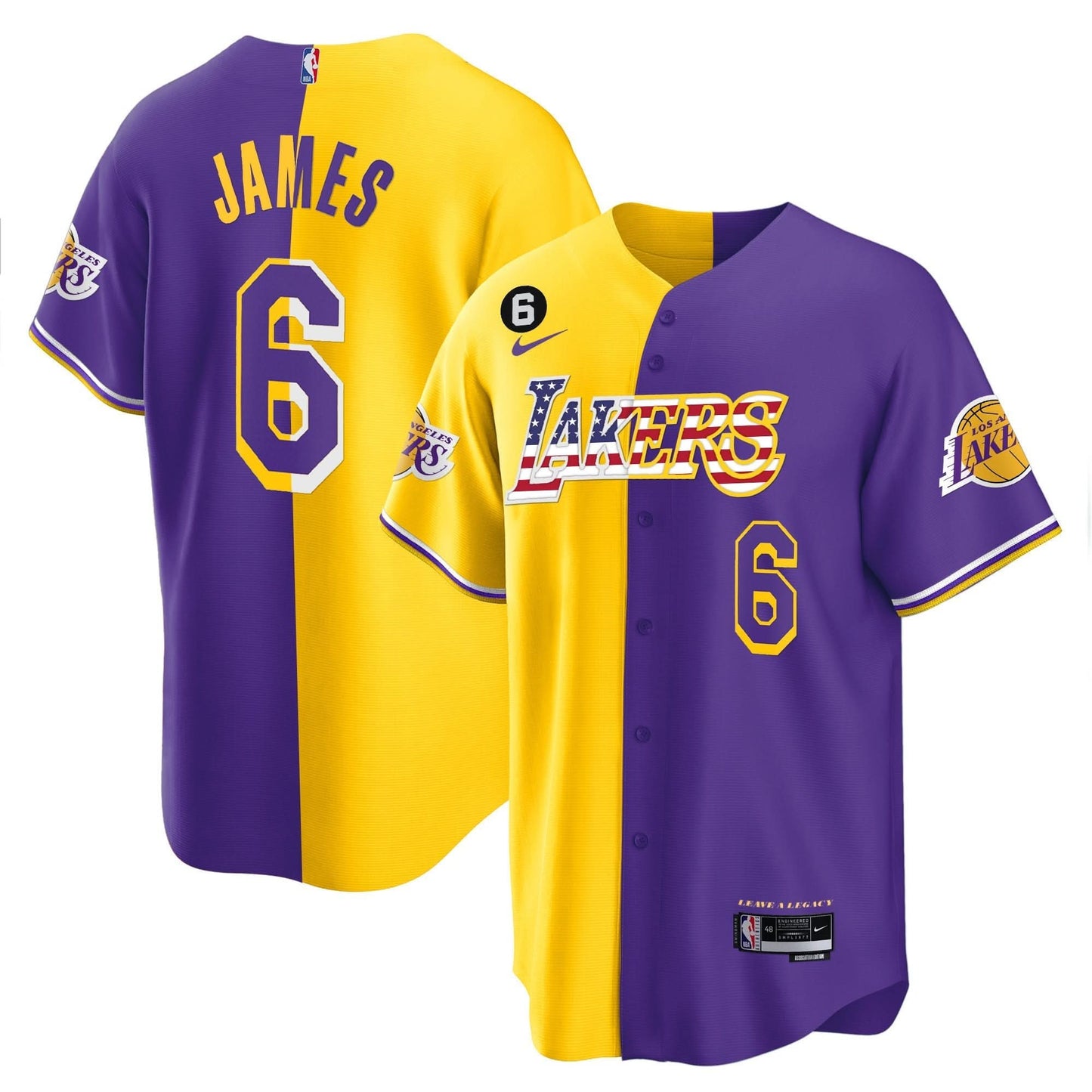 Men's Los Angeles Lakers Flag Baseball Jersey - All Stitched