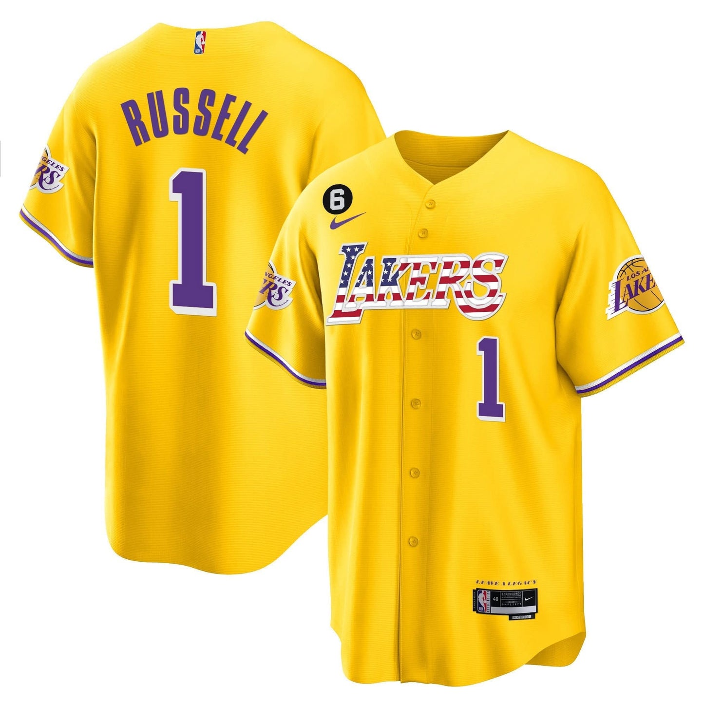 Men's Los Angeles Lakers Flag Baseball Jersey - All Stitched