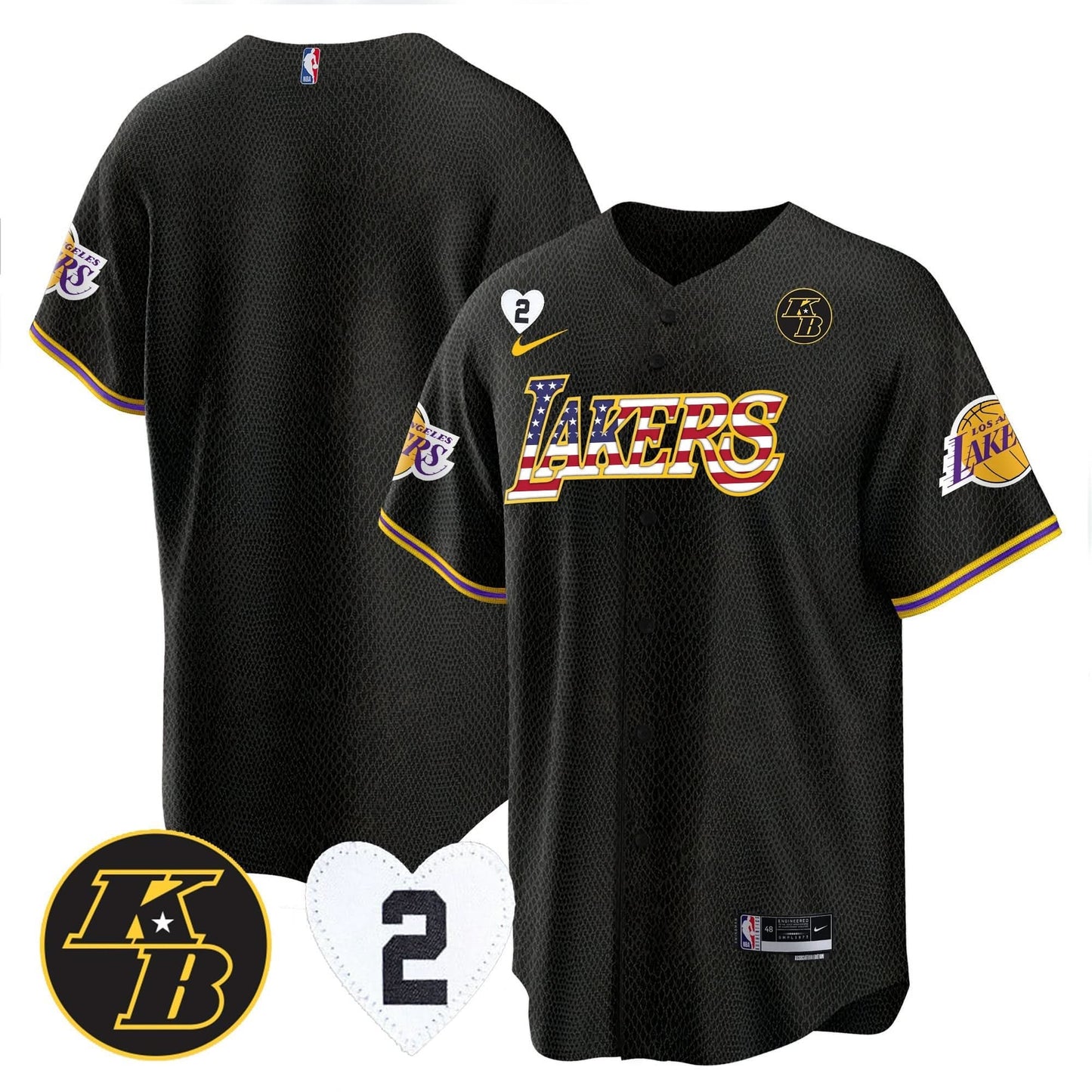 Men's Los Angeles Lakers Flag Baseball Jersey - All Stitched