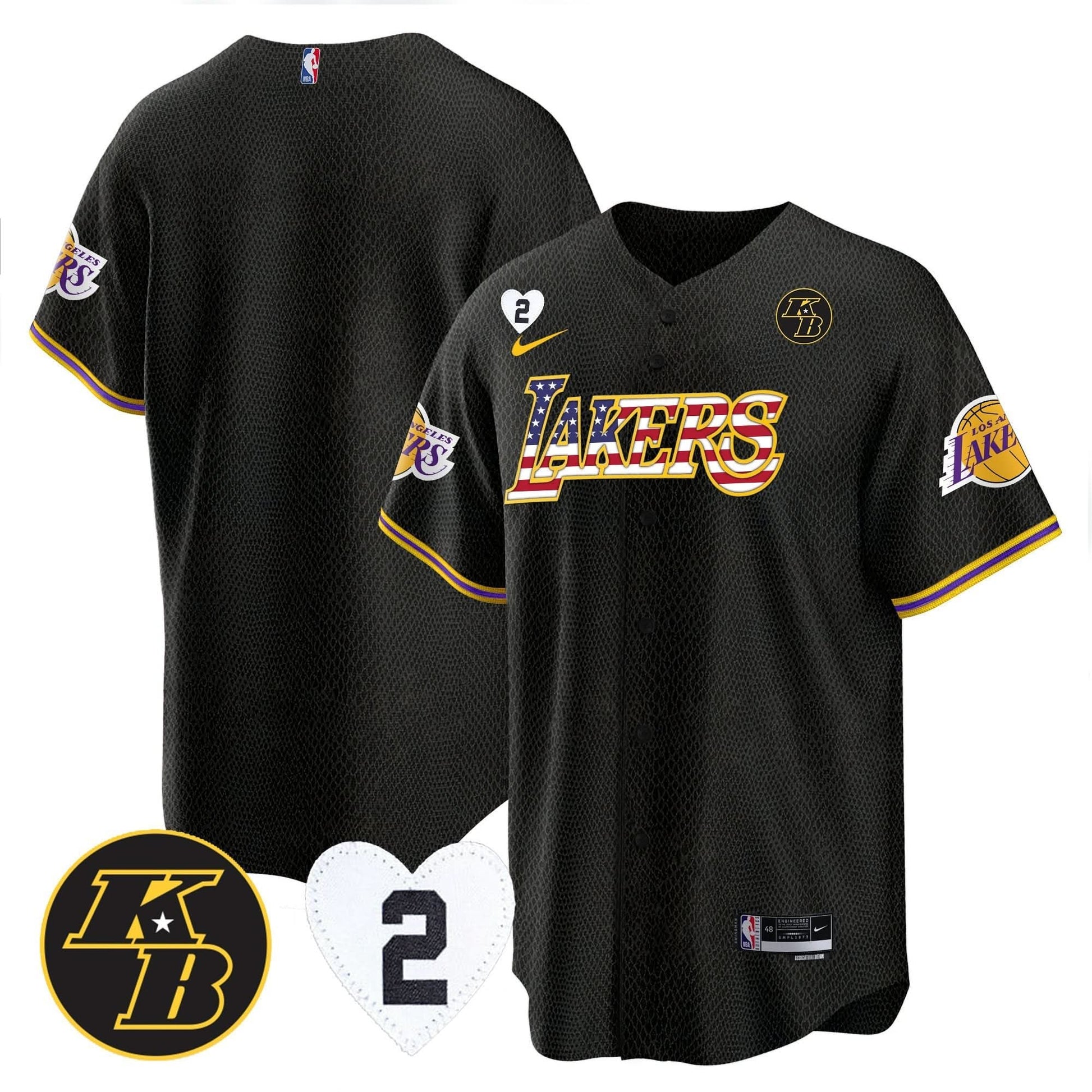 Men's Los Angeles Lakers Flag Baseball Jersey - All Stitched