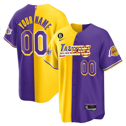 Los Angeles Lakers Flag Baseball Custom Jersey - All Stitched