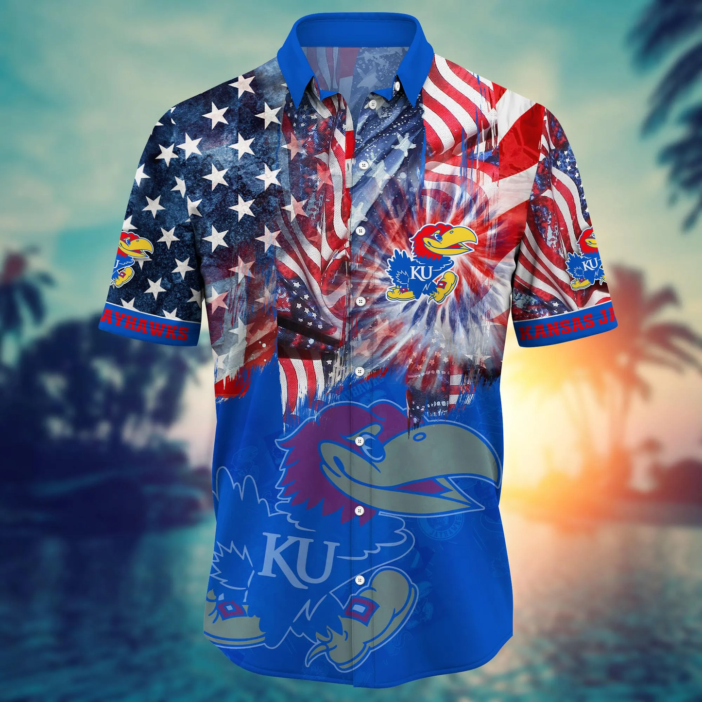 Kansas Jayhawks - Hawaii Shirt  For Fans, Summer Football Shirts VT-HW001