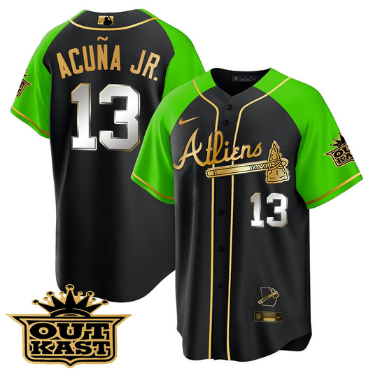 Atlanta Braves Atliens Gold Alternate Cool Base Jersey - All Stitched