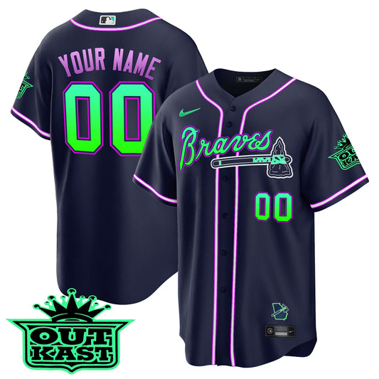 Atlanta Braves Outkast Cool Base Custom Jersey - Galaxy Version - Stitched