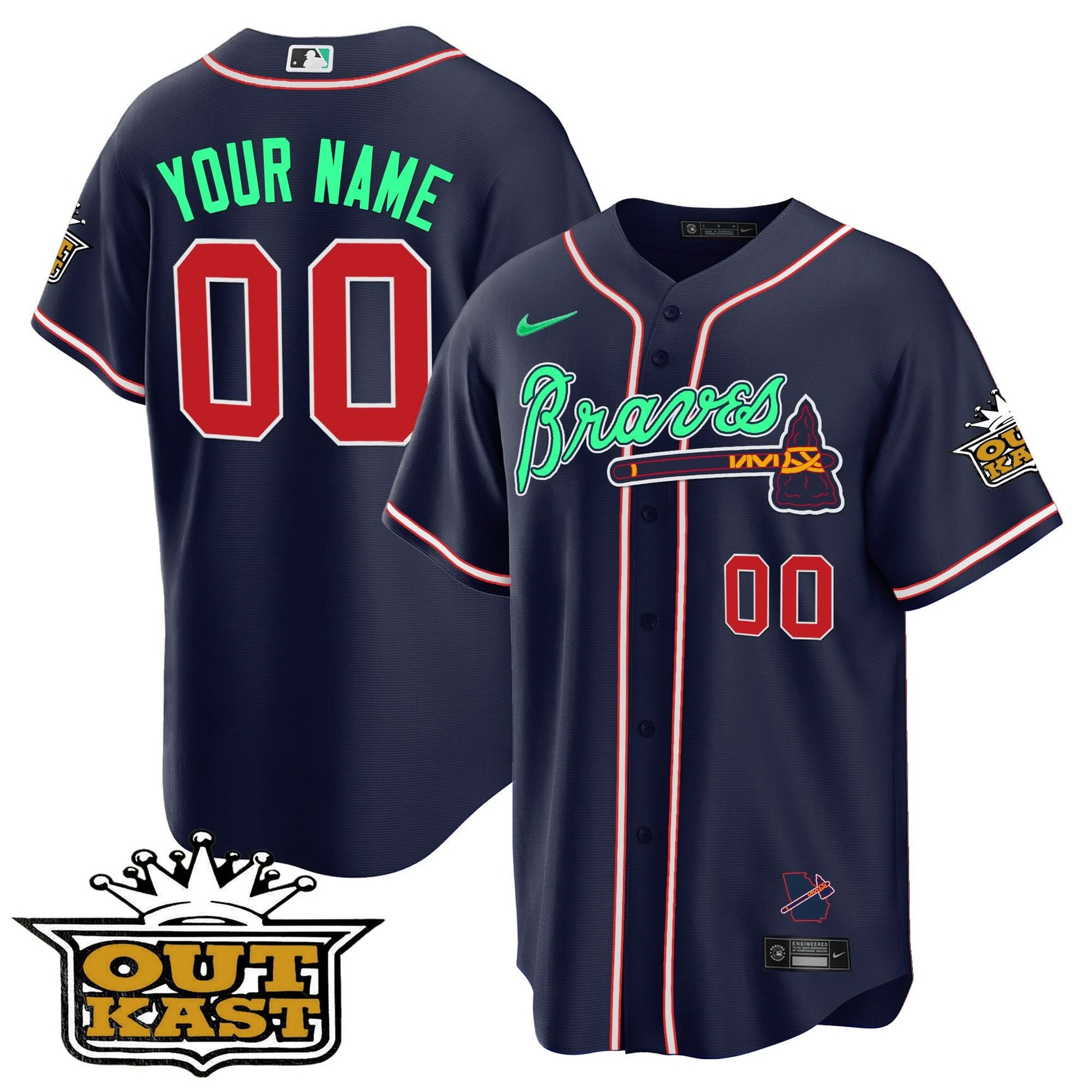 Atlanta Braves Outkast Cool Base Custom Jersey - Galaxy Version - Stitched