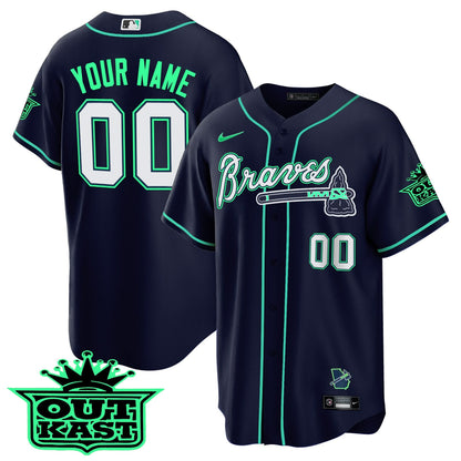 Atlanta Braves Outkast Cool Base Custom Jersey - Galaxy Version - Stitched