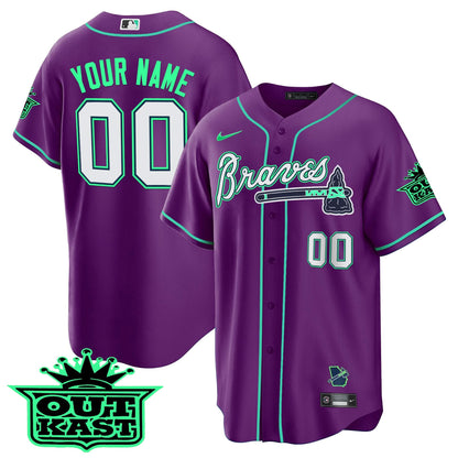 Atlanta Braves Outkast Cool Base Custom Jersey - Galaxy Version - Stitched