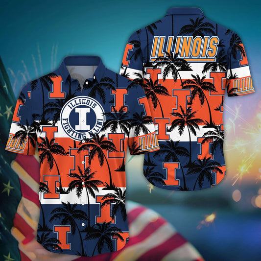 Illinois Fighting Illini - Aloha Shirt Trending Summer - Gift For Fan 