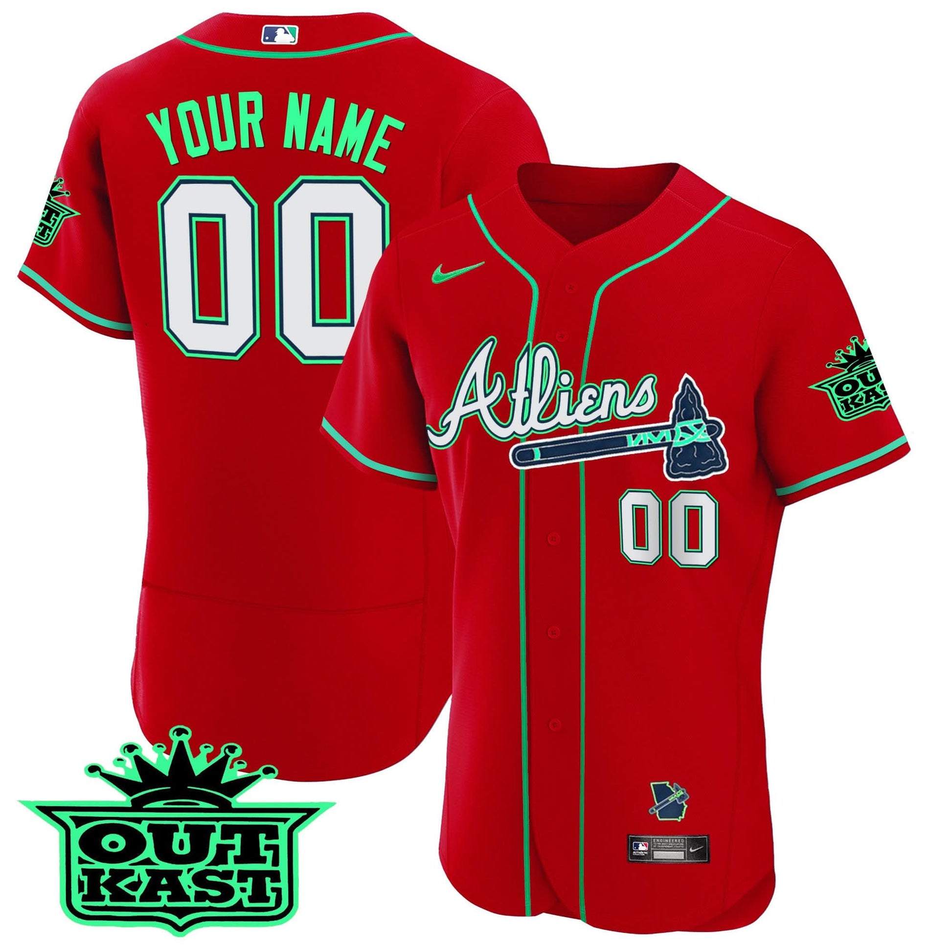 Atlanta Braves Atliens Flex Base Custom Jersey - Galaxy Version - Stitched