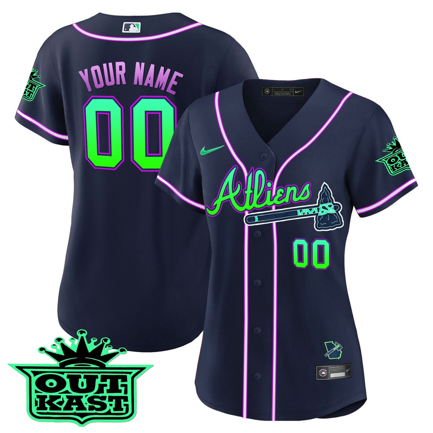 Atlanta Braves Atliens Flex Base Custom Jersey - Galaxy Version - Stitched