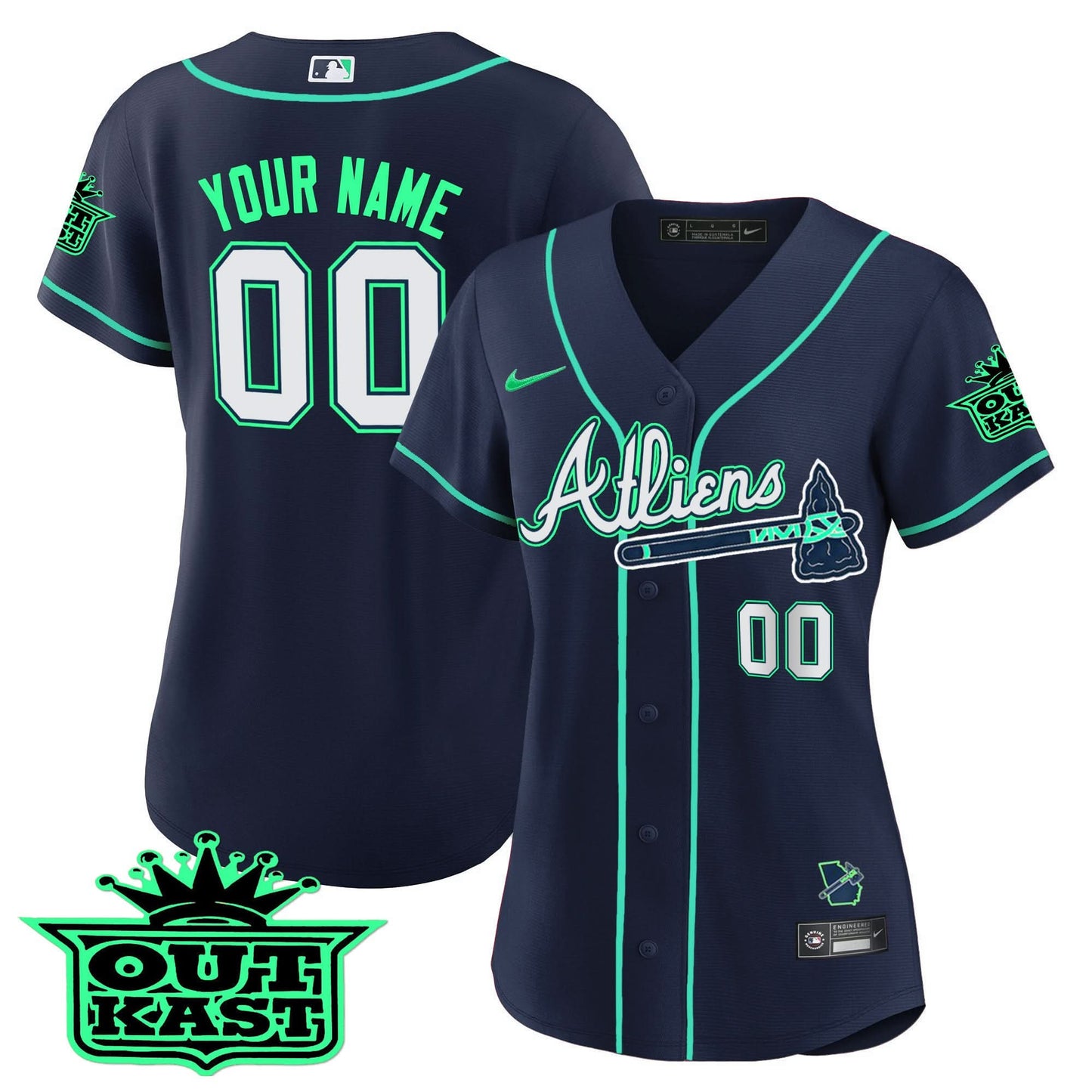 Atlanta Braves Atliens Flex Base Custom Jersey - Galaxy Version - Stitched