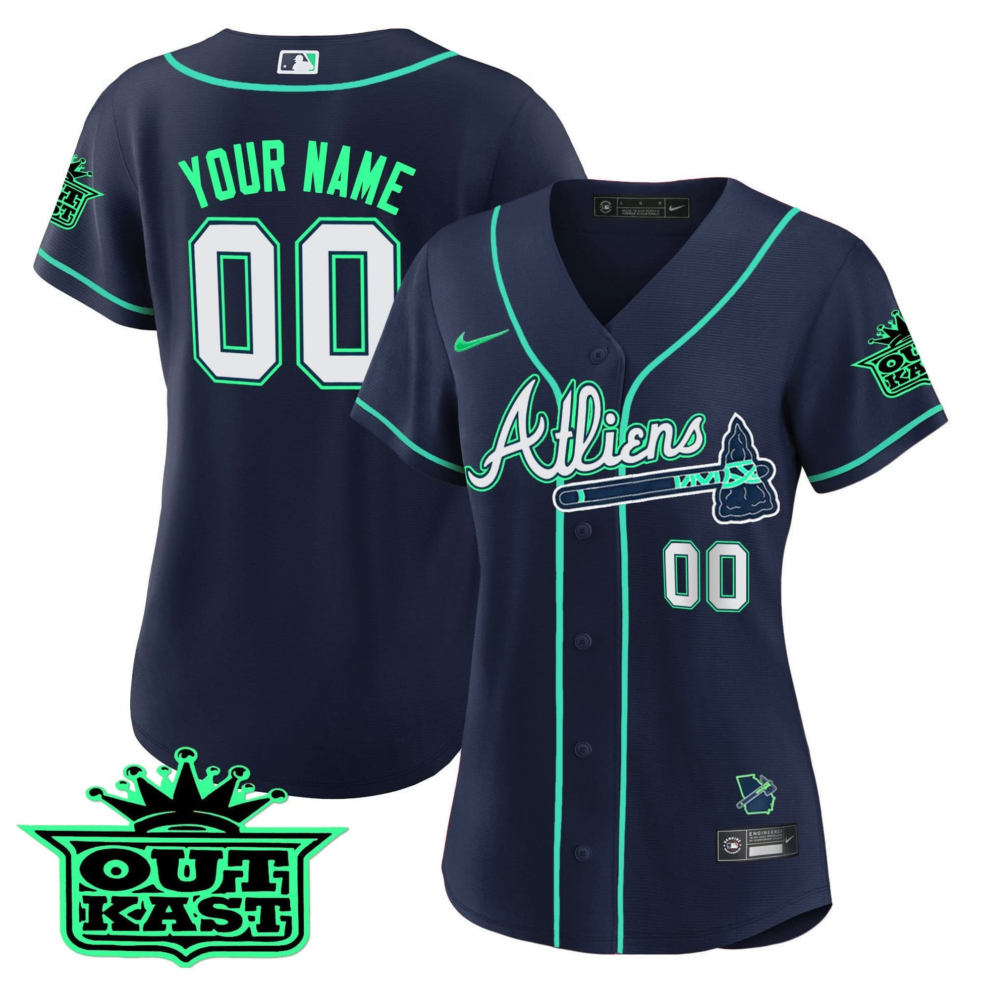 Atlanta Braves Atliens Flex Base Custom Jersey - Galaxy Version - Stitched