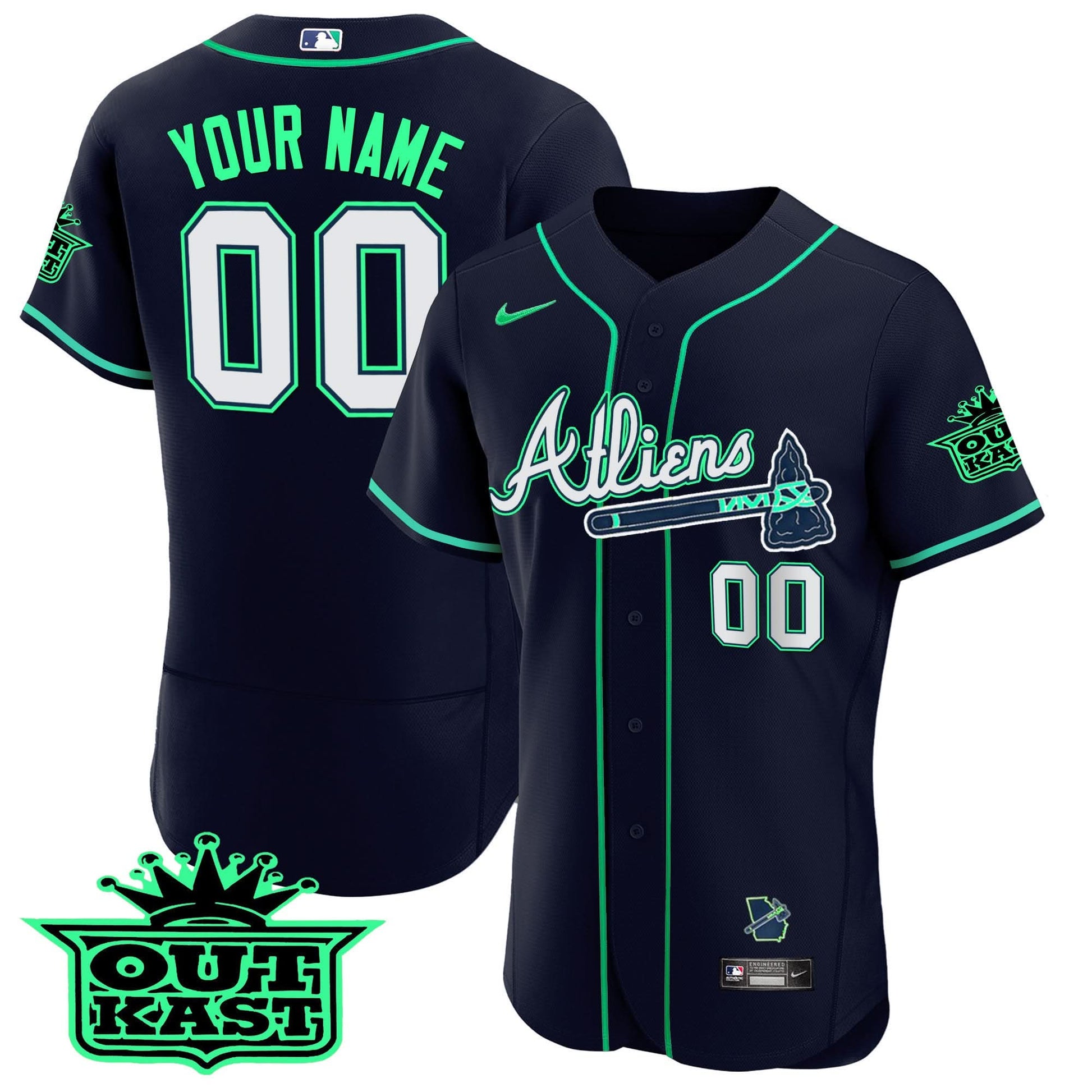 Atlanta Braves Atliens Flex Base Custom Jersey - Galaxy Version - Stitched