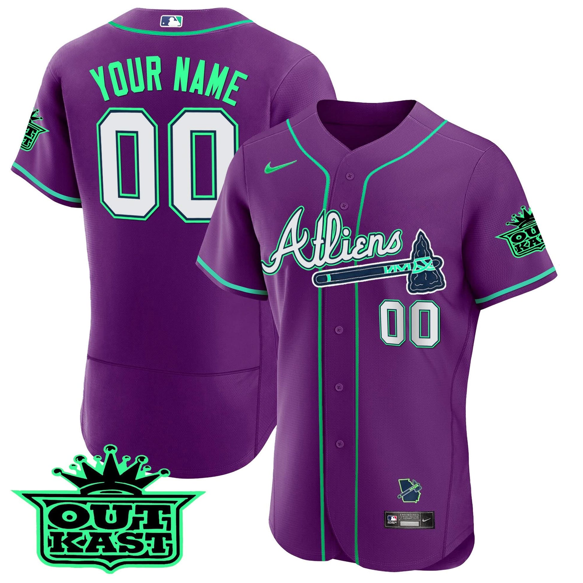 Atlanta Braves Atliens Flex Base Custom Jersey - Galaxy Version - Stitched