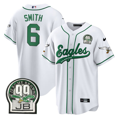 Eagles Jerome Brown Retired Patch Kelly Green Baseball Jersey - All Stitched