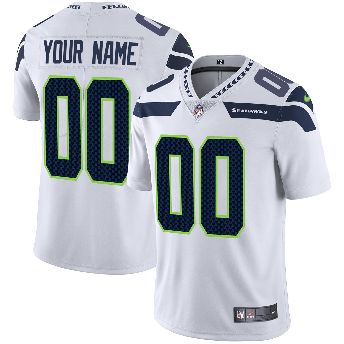 Seahawks Vapor Custom Jersey - All Stitched