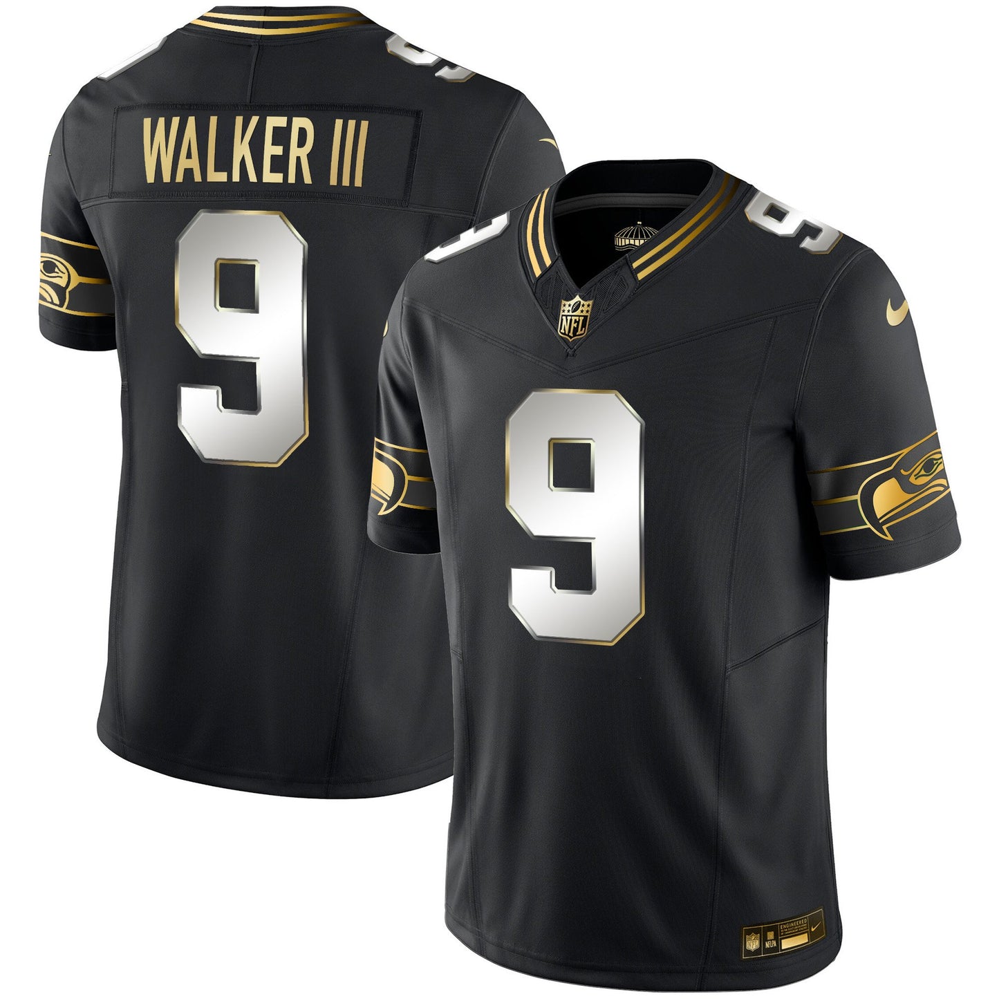 Seahawks Throwback & Gold Vapor Limited Jersey - All Stitched