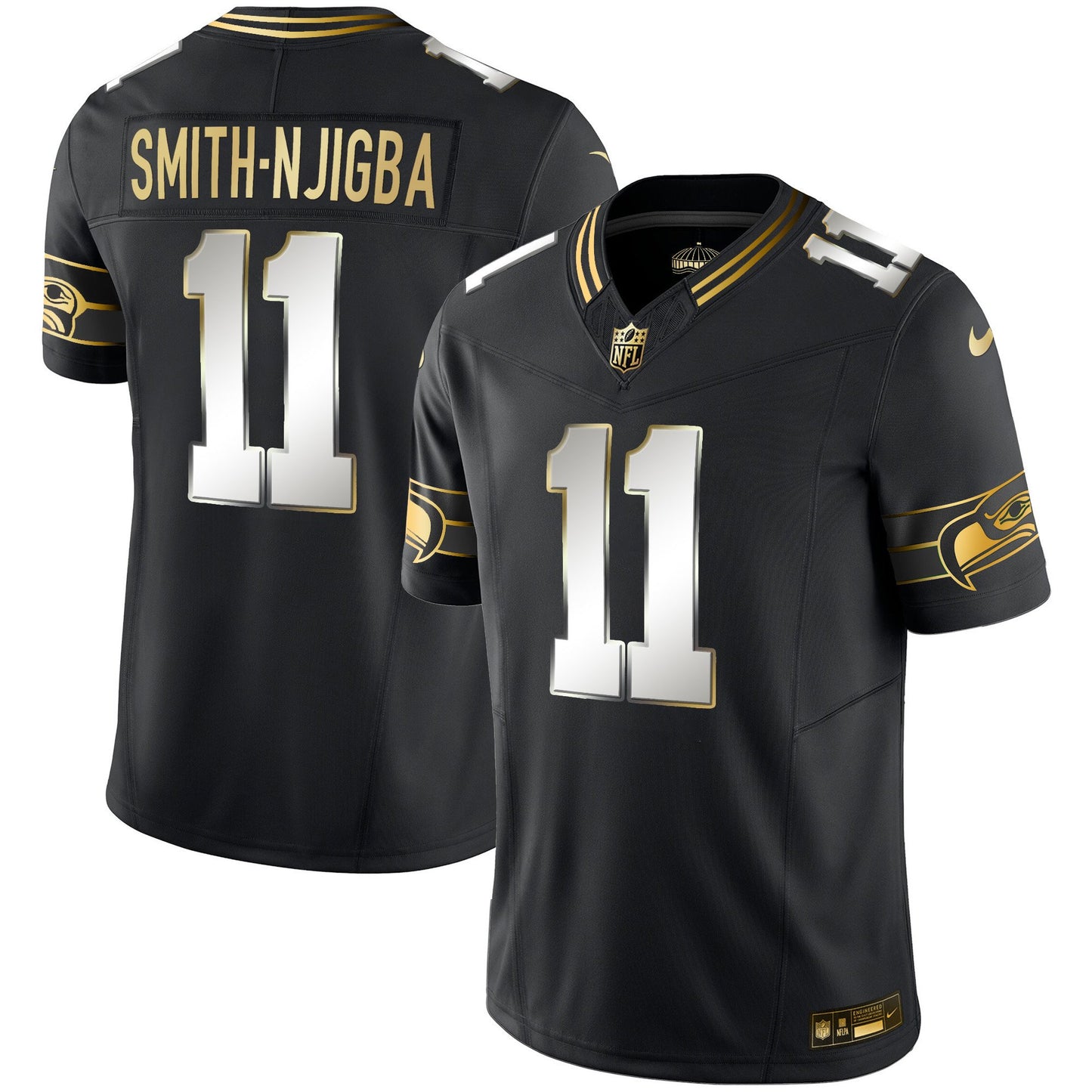 Seahawks Throwback & Gold Vapor Limited Jersey - All Stitched