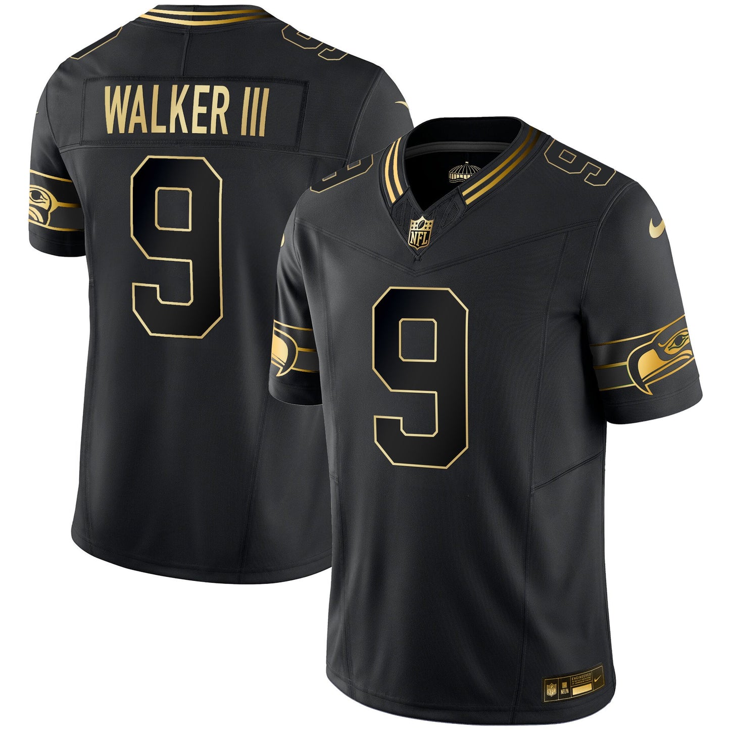 Seahawks Throwback & Gold Vapor Limited Jersey - All Stitched