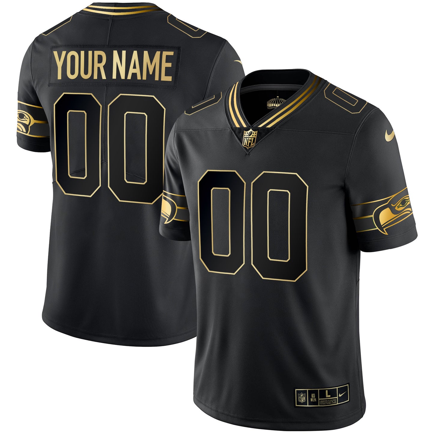 Seahawks Throwback & Gold Custom Jersey - All Stitched