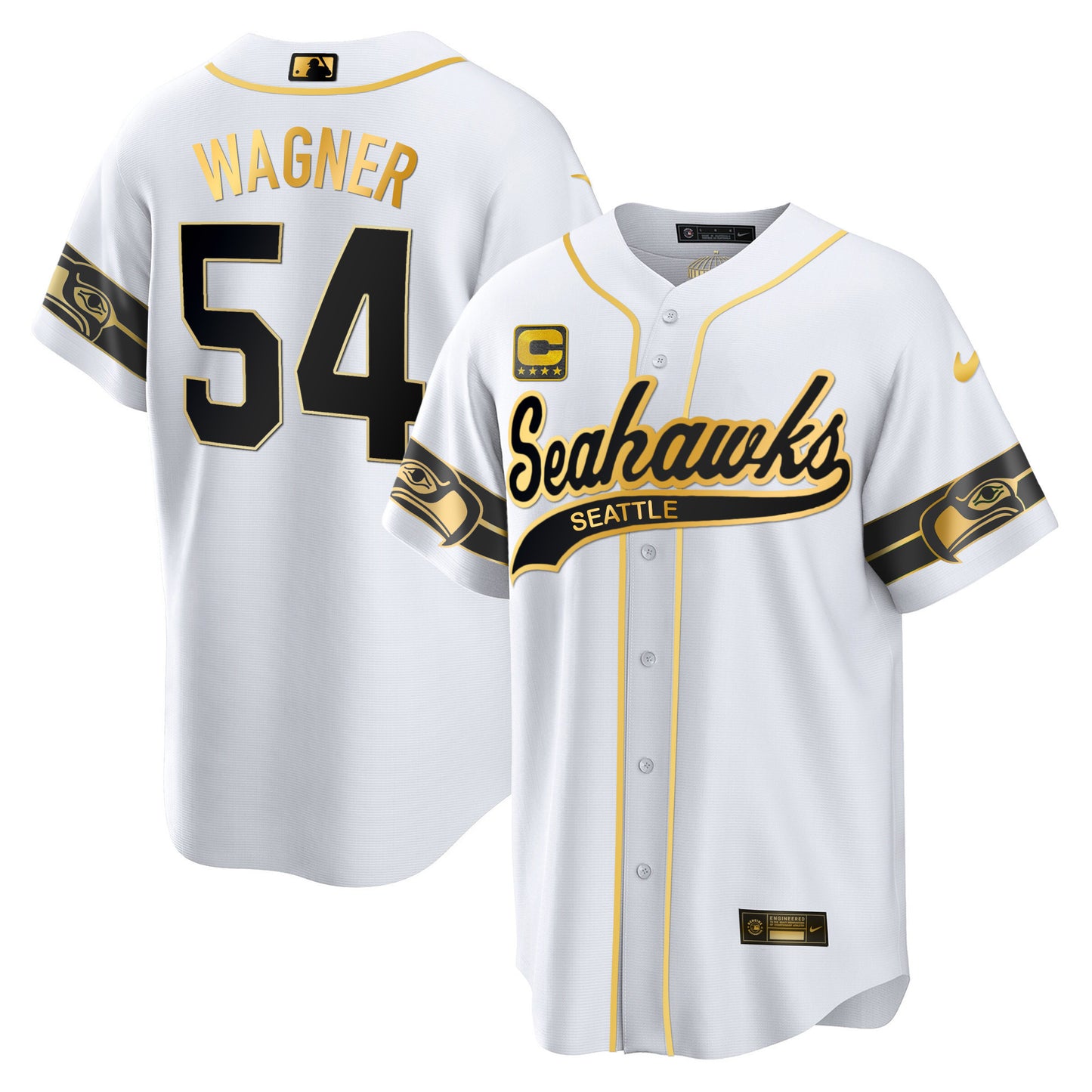 Seahawks Throwback & Gold Cool Base Jersey - All Stitched