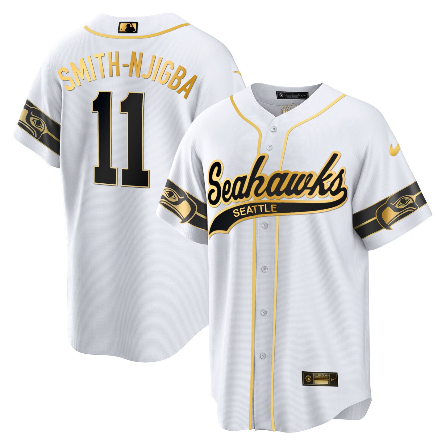 Seahawks Throwback & Gold Cool Base Jersey - All Stitched