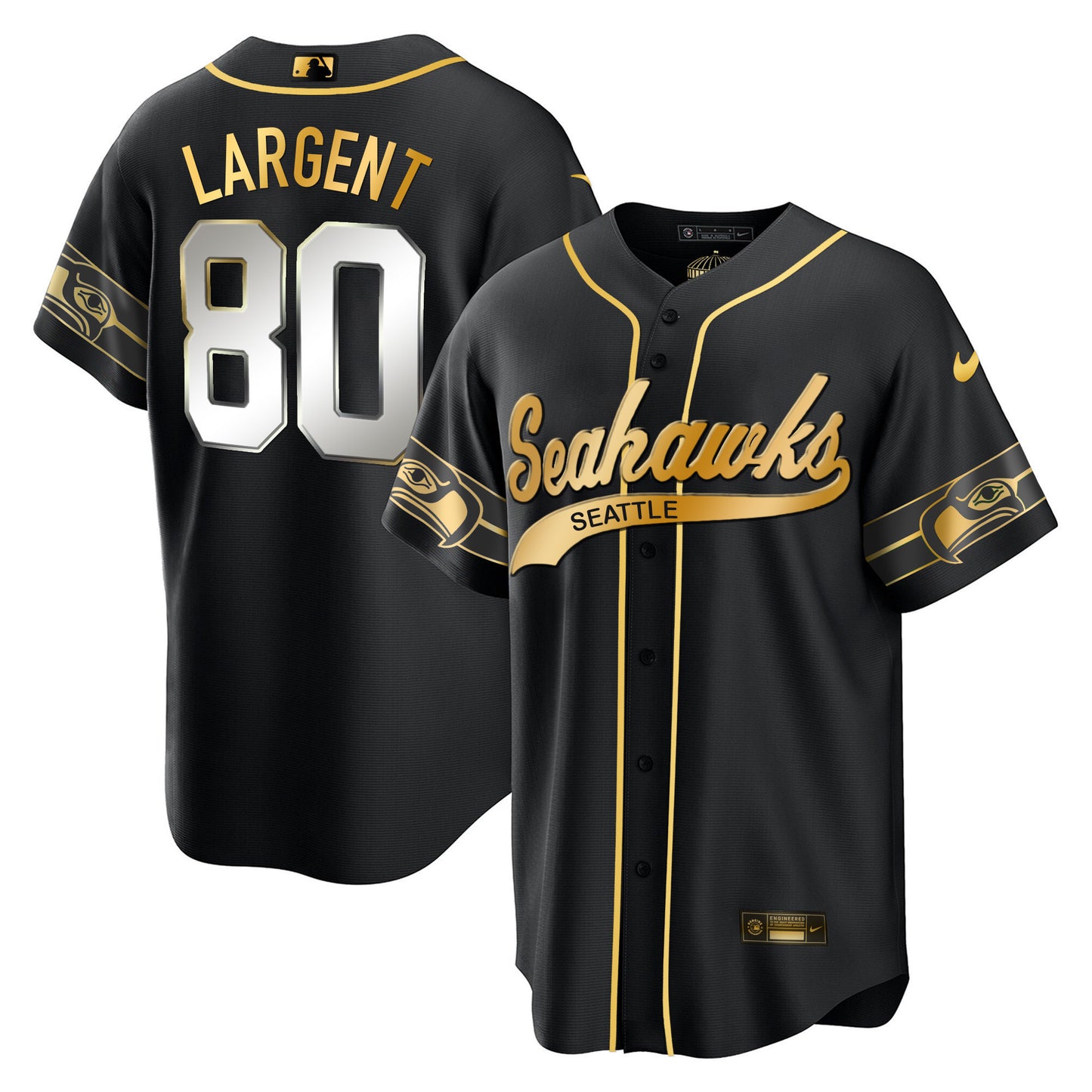 Seahawks Throwback & Gold Cool Base Jersey - All Stitched