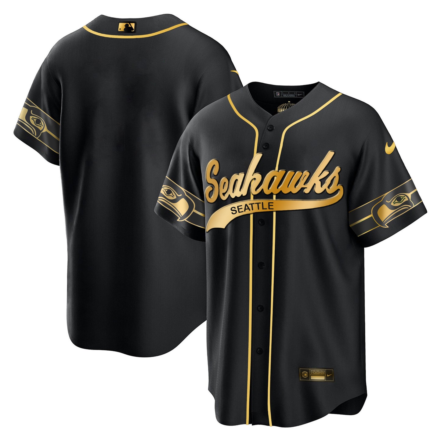 Seahawks Throwback & Gold Cool Base Jersey - All Stitched