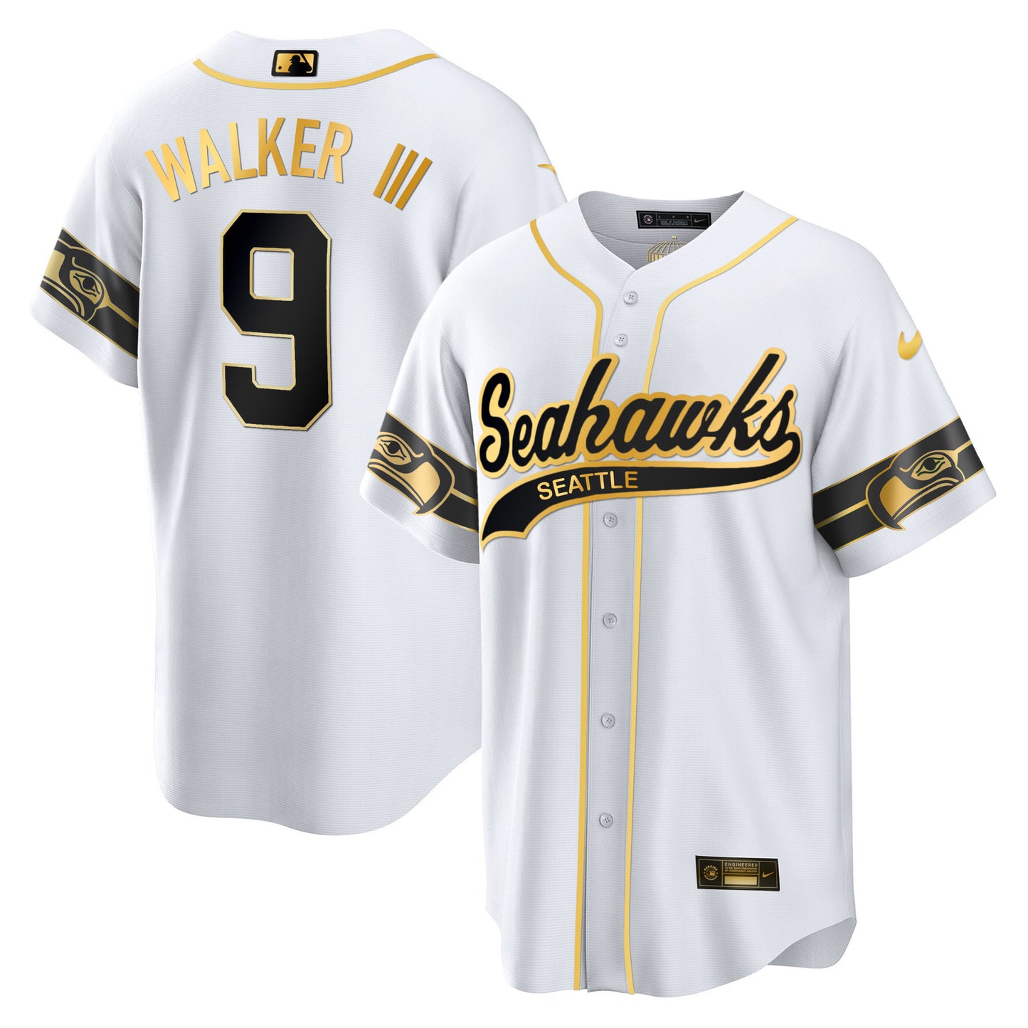 Seahawks Throwback & Gold Cool Base Jersey - All Stitched