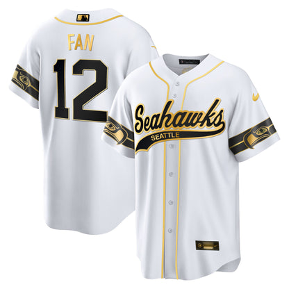 Seahawks Throwback & Gold Cool Base Jersey - All Stitched