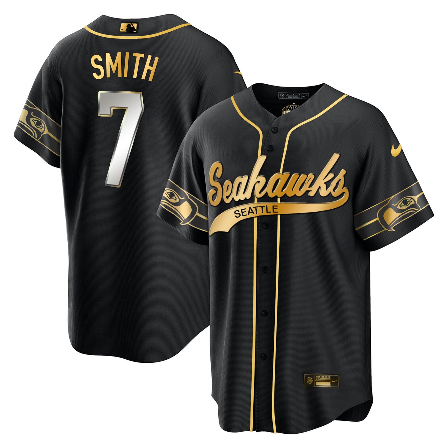 Seahawks Throwback & Gold Cool Base Jersey - All Stitched