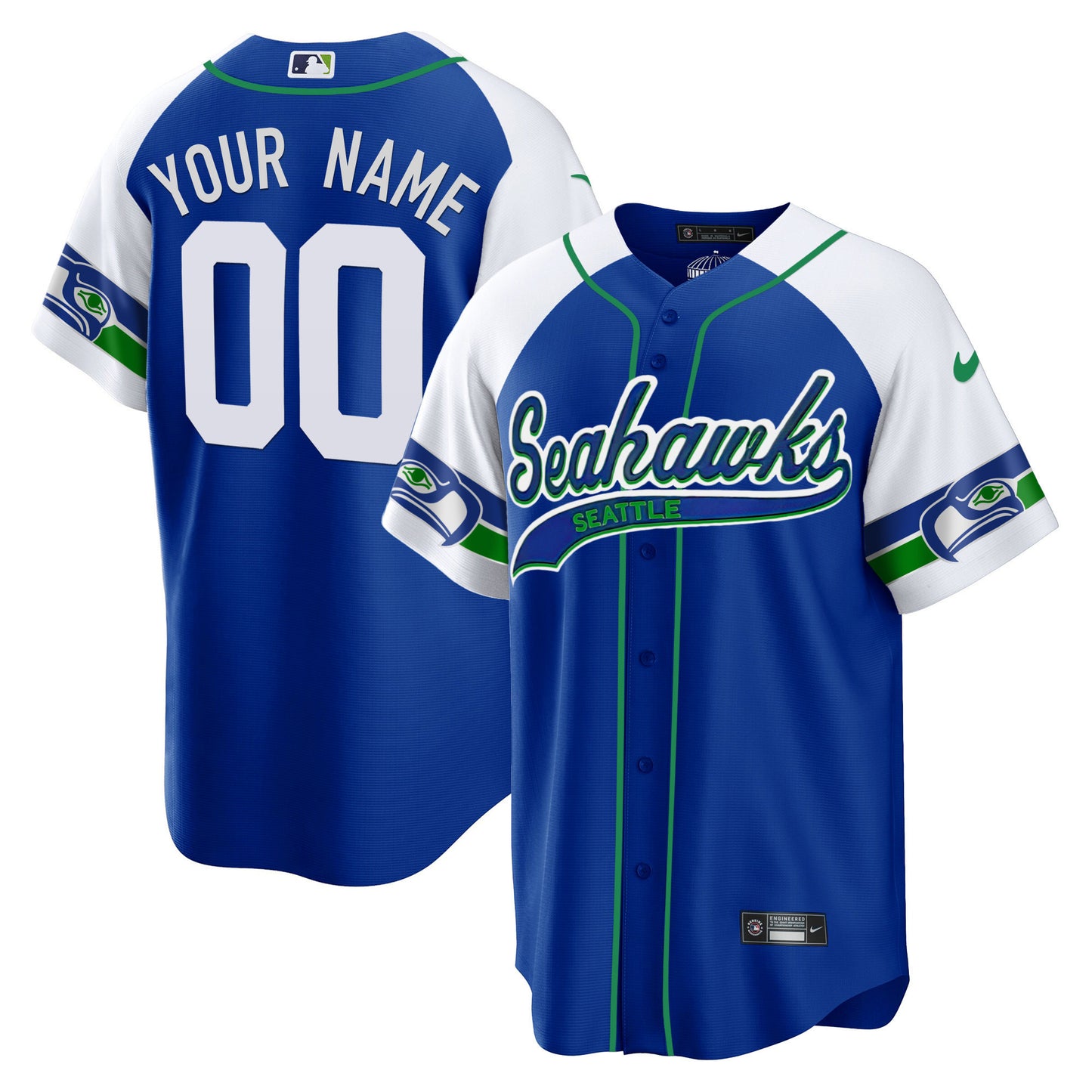 Seahawks Throwback & Gold Cool Base Custom Jersey - All Stitched