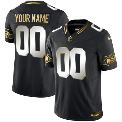 Seahawks Throwback & Gold Vapor Limited Custom Jersey - All Stitched