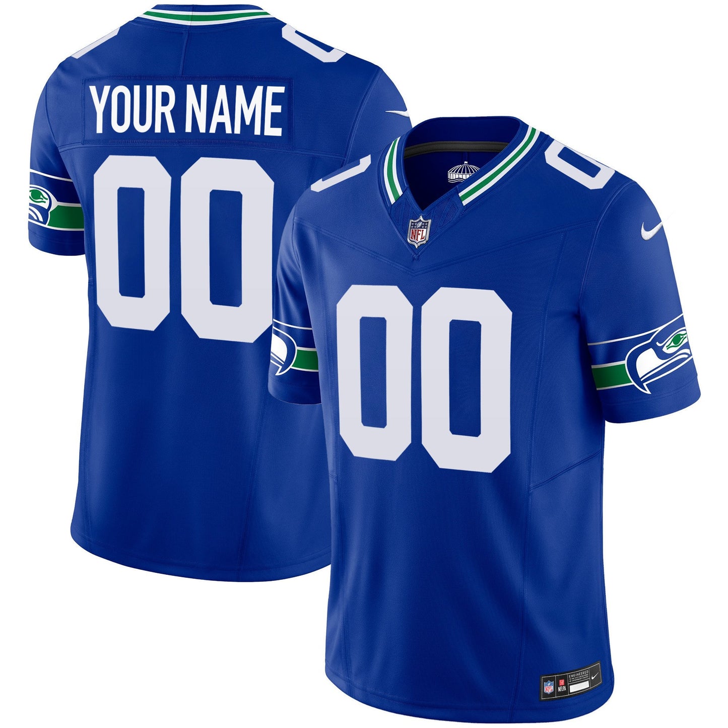 Seahawks Throwback & Gold Vapor Limited Custom Jersey - All Stitched