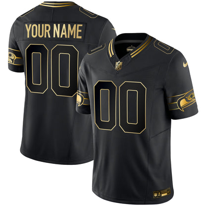 Seahawks Throwback & Gold Vapor Limited Custom Jersey - All Stitched