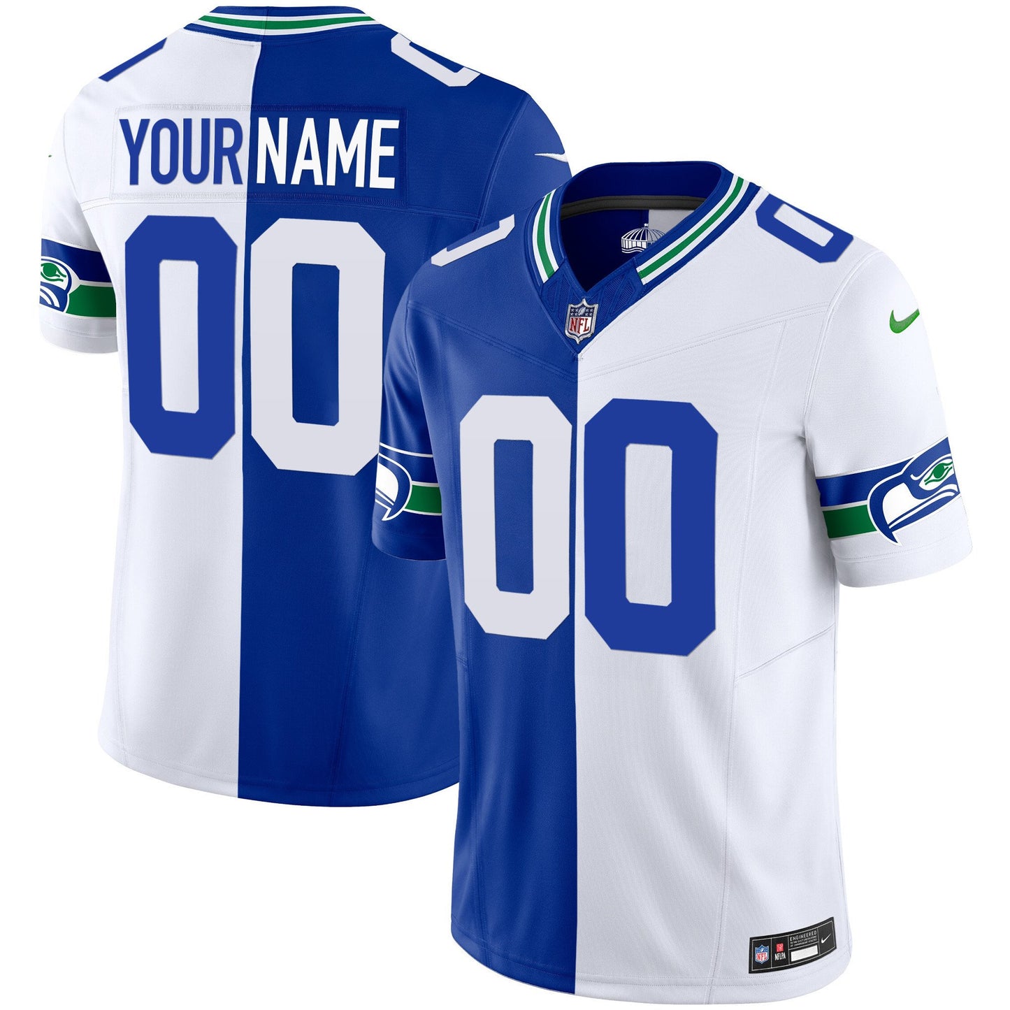 Seahawks Throwback & Gold Vapor Limited Custom Jersey - All Stitched